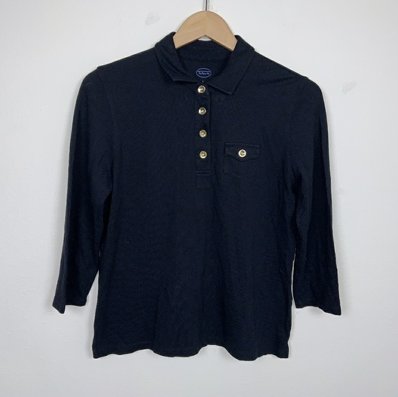 Talbots Tops - Talbots Top Polo Long Sleeve Black Sz: L